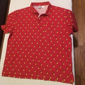 Red polo shirt with pineapple print never worn!